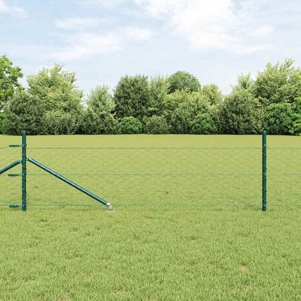 vidaXL Zaun mit Pfosten Grün 0,4 x 10 m PVC-beschichteter Stahl