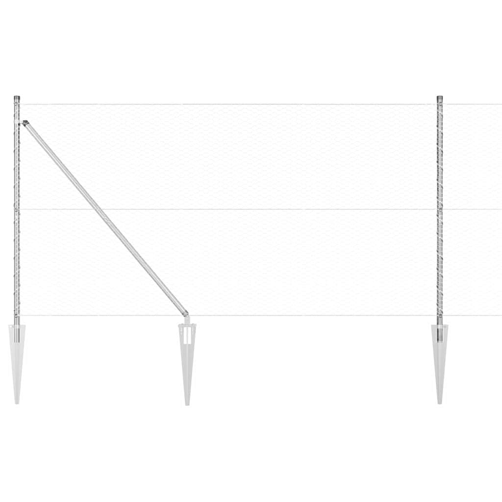 vidaXL Zaun mit Pfosten Silber 1,4 x 25 m PVC-beschichteter Stahl - Image 6