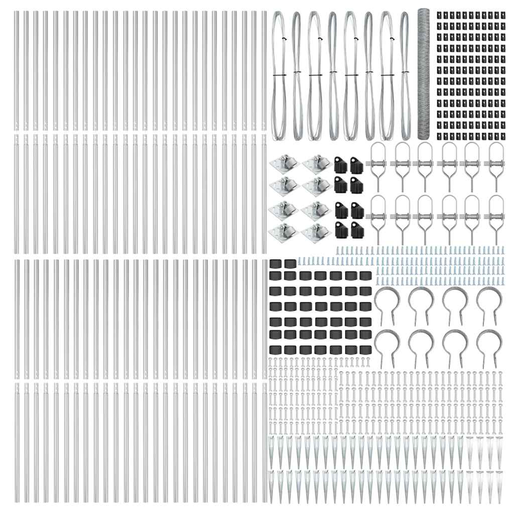 vidaXL Zaun mit Pfosten Silber 1,5 x 100 m PVC-beschichteter Stahl - Image 4
