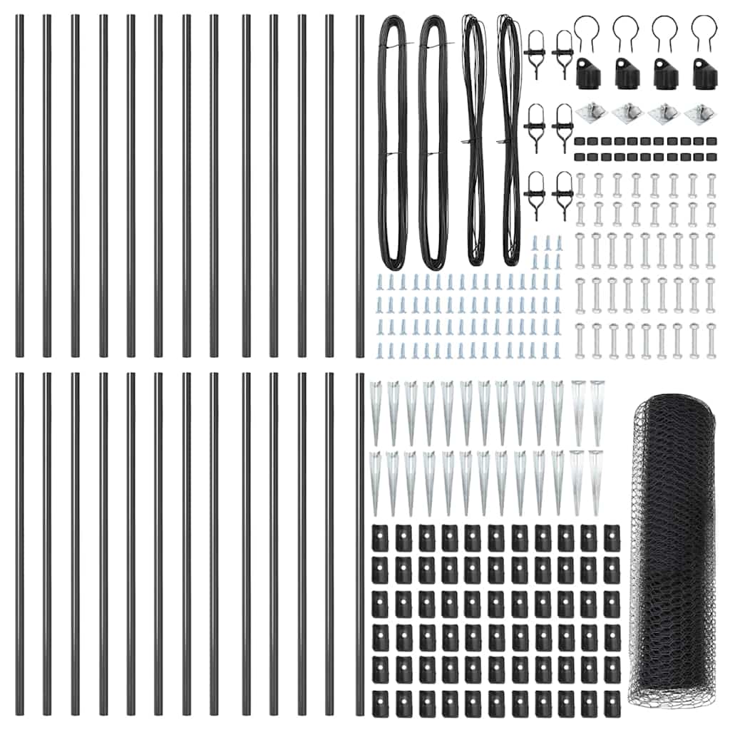 vidaXL Zaun mit Pfosten Grau 1 x 50 m PVC-beschichteter Stahl - Image 4