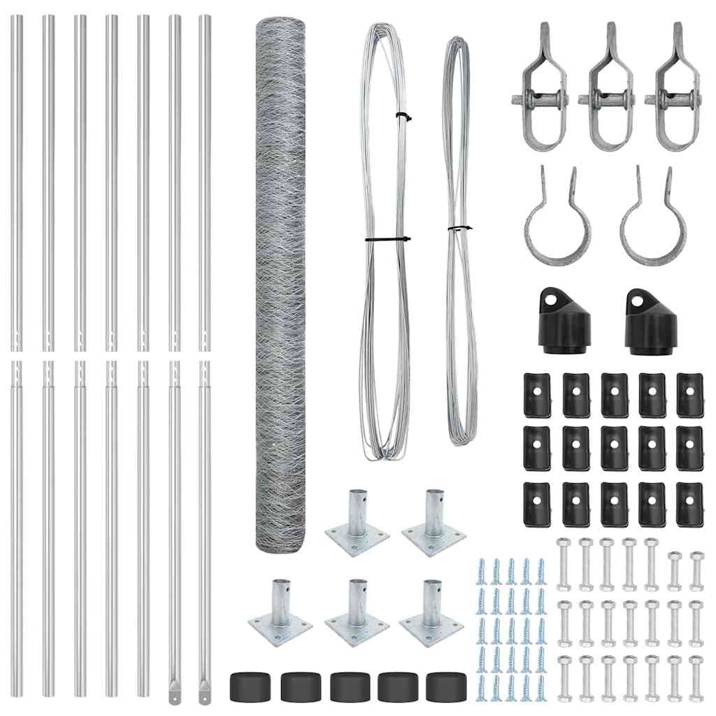 vidaXL Zaun mit Pfosten Silber 1,4 x 10 m PVC-beschichteter Stahl - Image 4