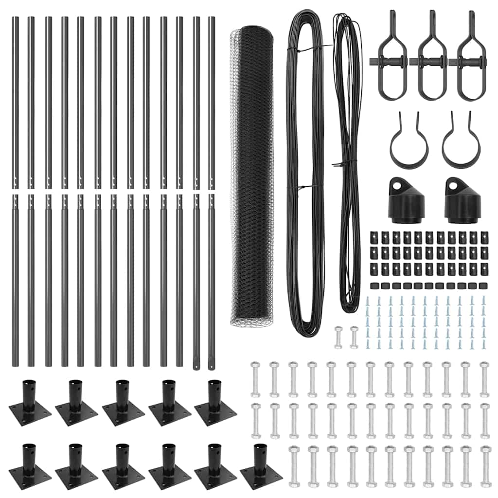 vidaXL Zaun mit Pfosten Grau 1 x 25 m PVC-beschichteter Stahl - Image 4