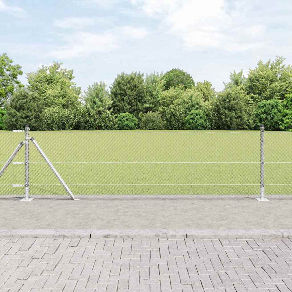 vidaXL Zaun mit Pfosten Silber 0,4 x 25 m PVC-beschichteter Stahl