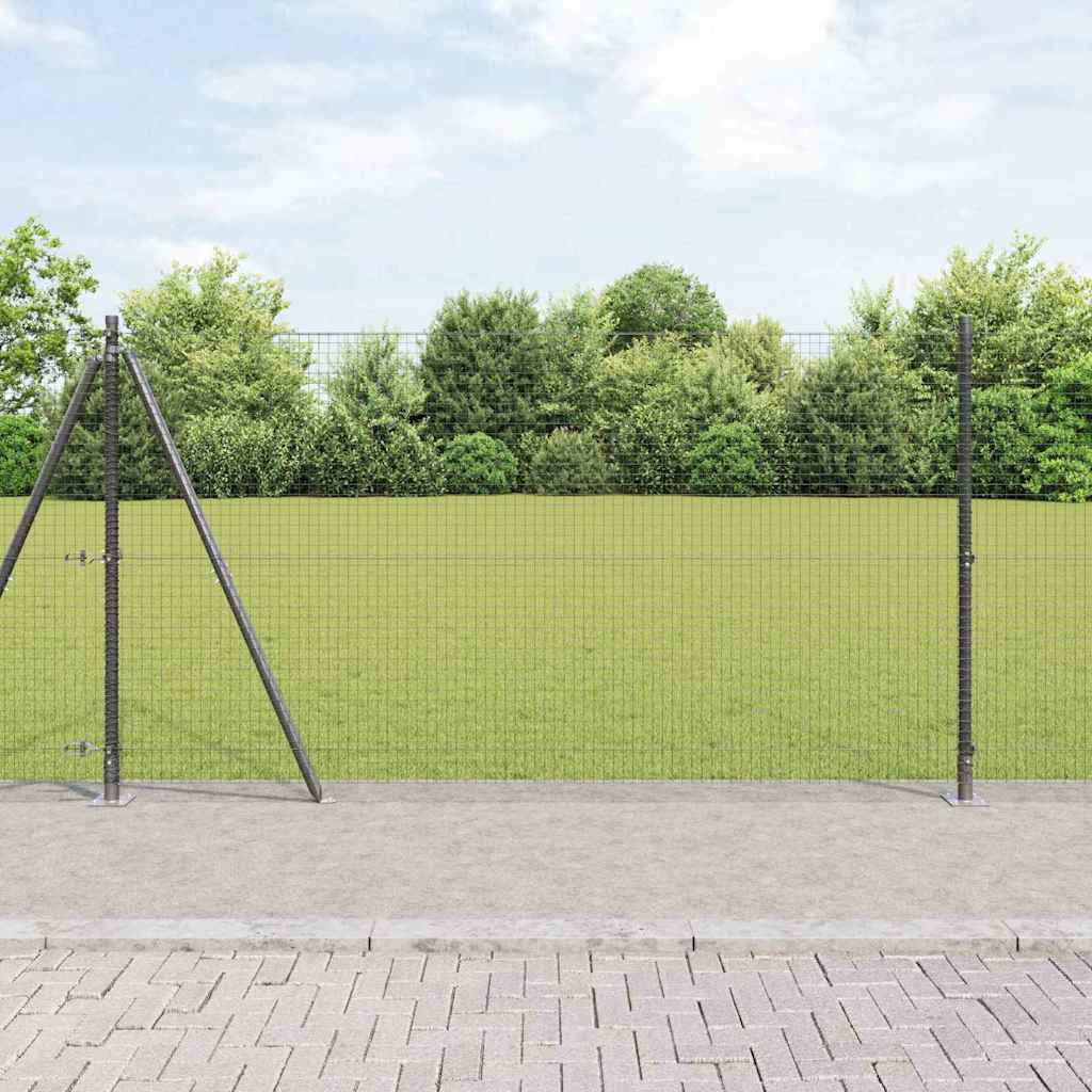 vidaXL Zaun mit Pfosten Grau 1,2 x 10 m Stahl
