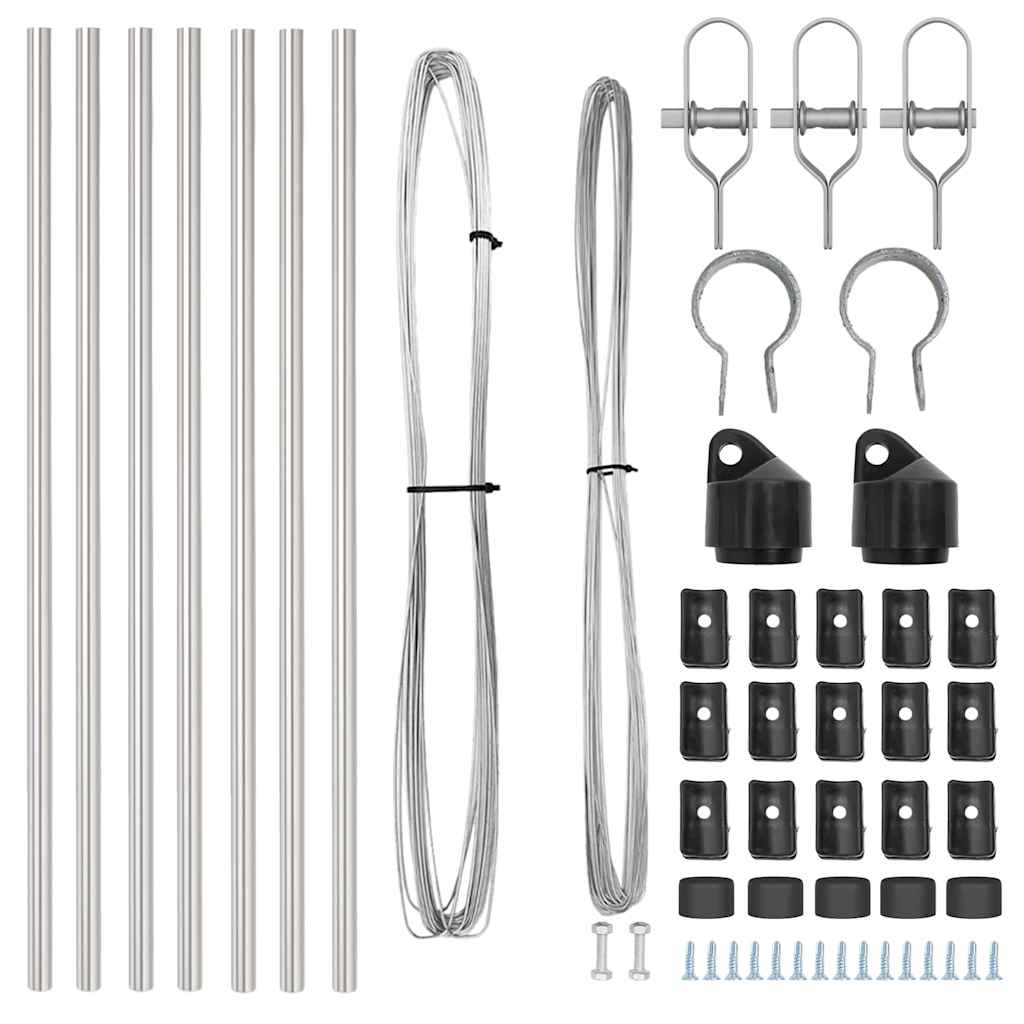 vidaXL Zaunpfosten 7 pcs Silber Ø32mm 80 cm Verzinkter Stahl - Image 3