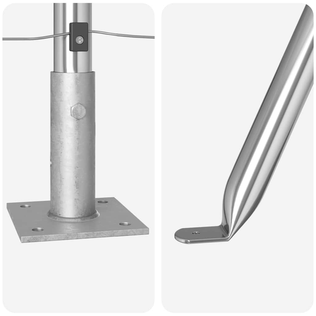 vidaXL Zaunpfosten 7 pcs Silber Ø32mm 160 cm Verzinkter Stahl - Image 6