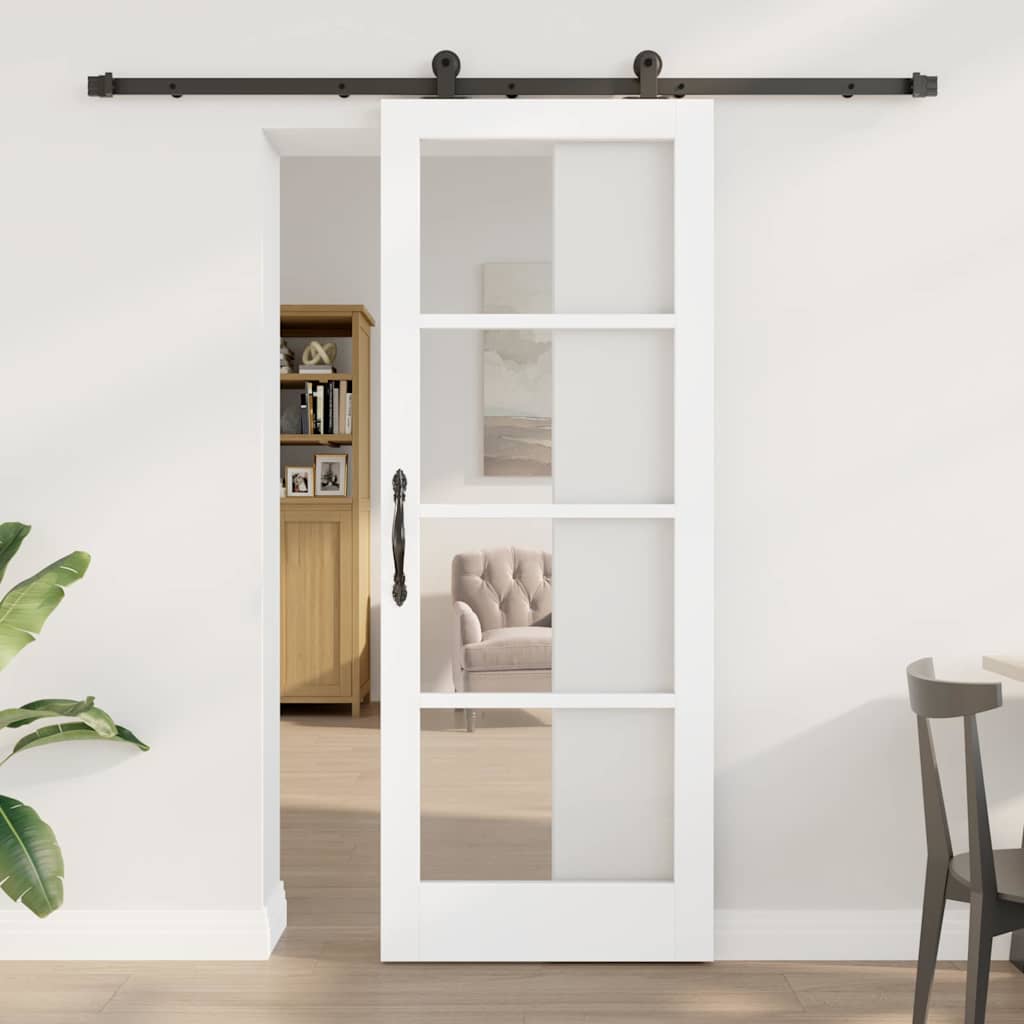 vidaXL Schiebetür Manuell Weiß 78 x 202 cm Holz und Metall