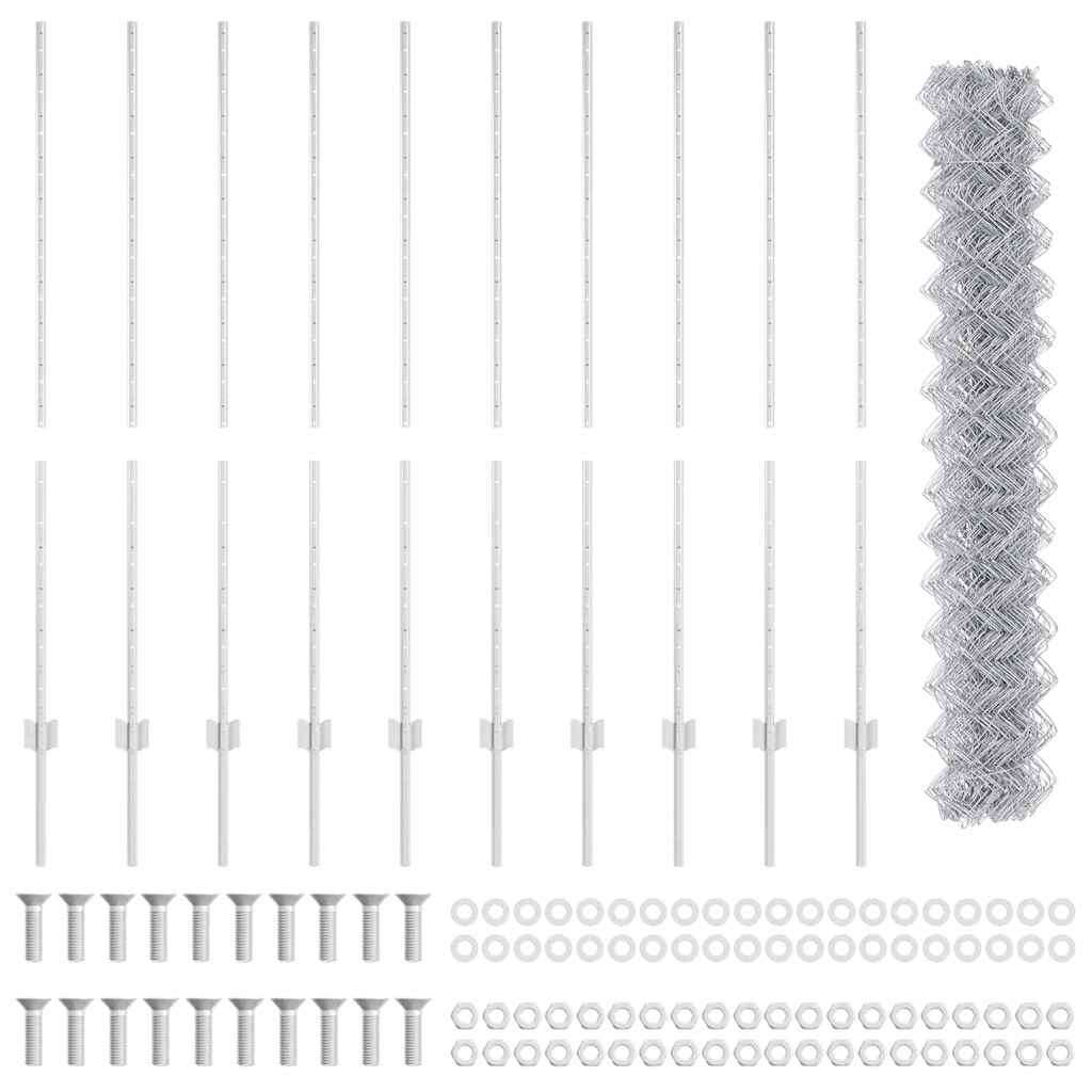 vidaXL Zaun mit Pfosten Silber 1,4 x 10 m Stahl - Image 4