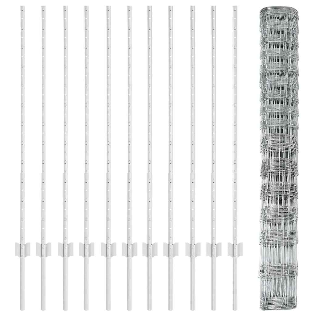 vidaXL Zaun mit Pfosten Silber 1,2 x 25 m Stahl - Image 5