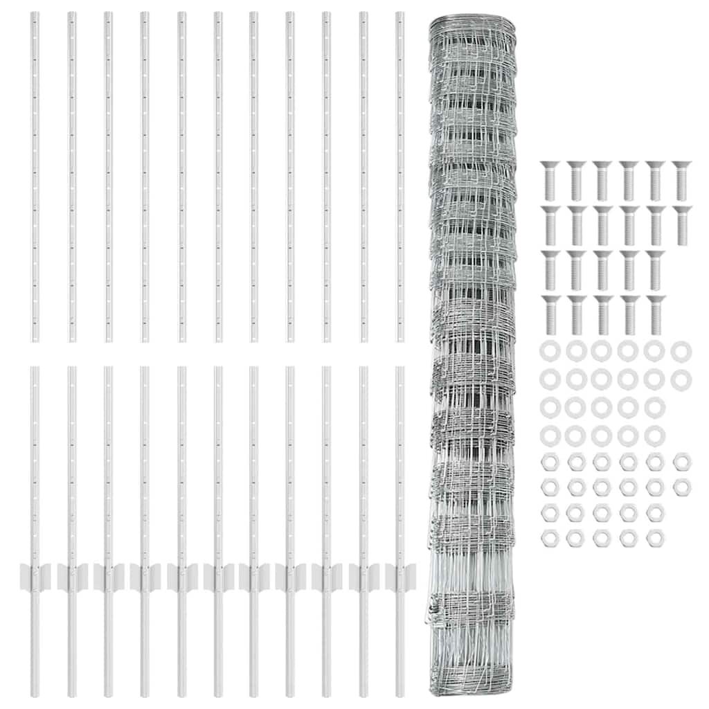 vidaXL Zaun mit Pfosten Silber 1,2 x 25 m Stahl - Image 4