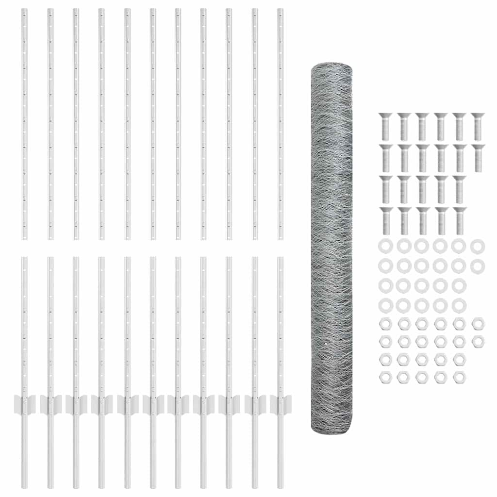 vidaXL Zaun mit Pfosten Silber 1,2 x 25 m Stahl - Image 5