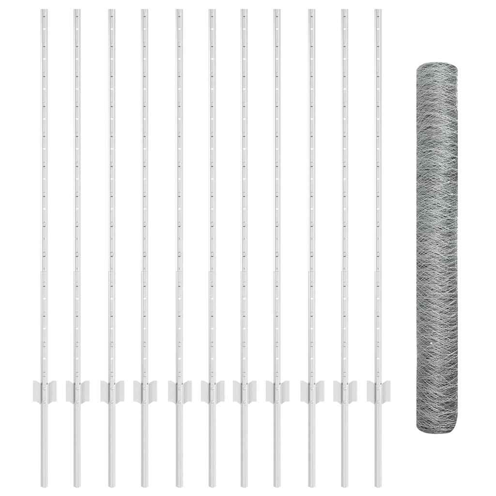 vidaXL Zaun mit Pfosten Silber 1,2 x 25 m Stahl - Image 4