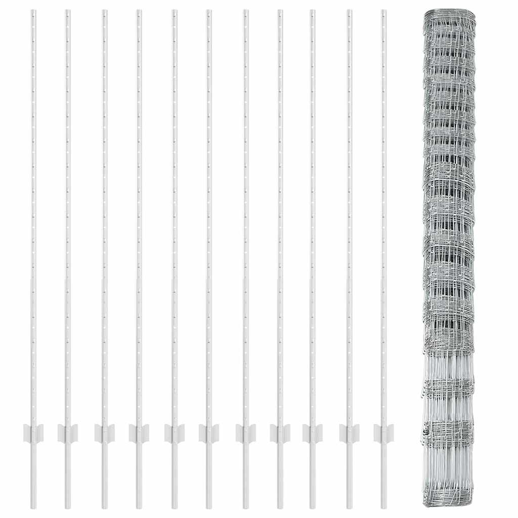 vidaXL Zaun mit Pfosten Silber 1,5 x 25 m Stahl - Image 5