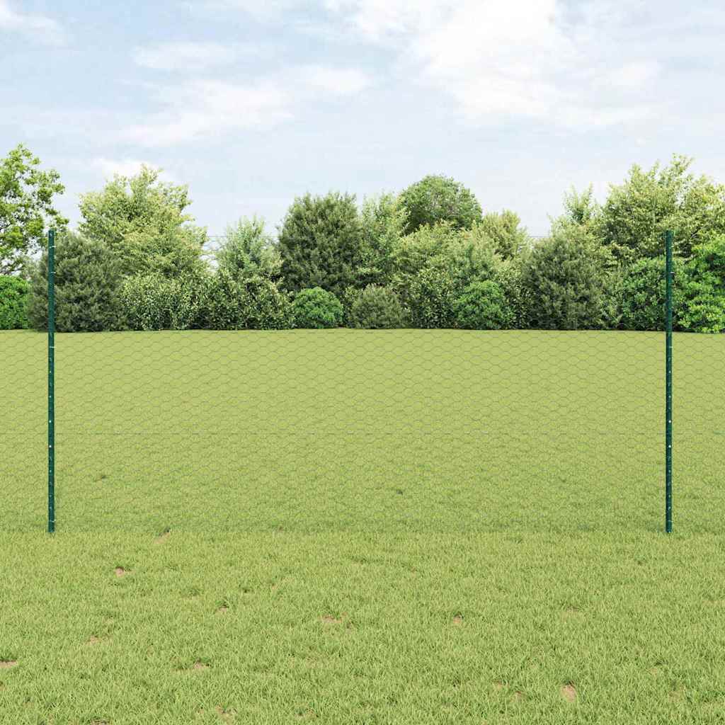 vidaXL Zaun mit Pfosten Grün 1,2 x 10 m Stahl