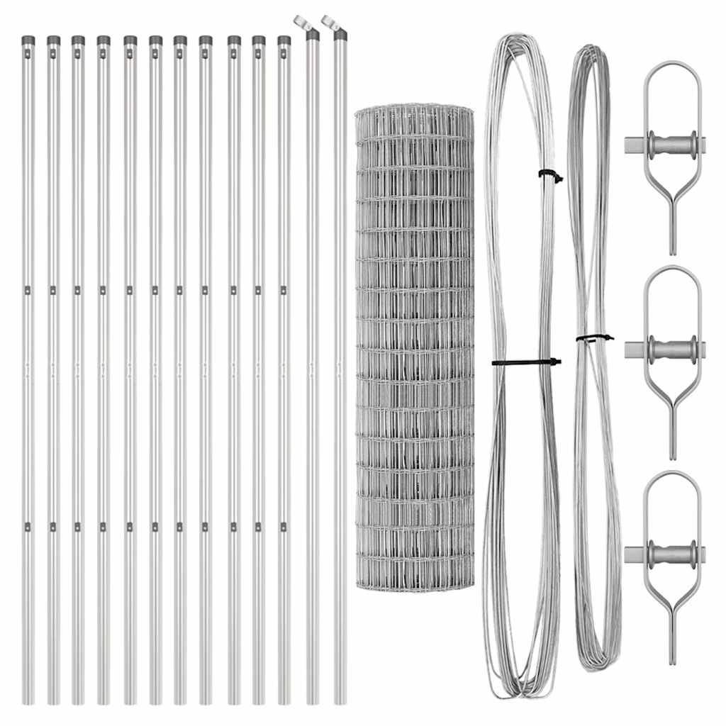 vidaXL Zaun mit Pfosten Silber 1,2 x 25 m Stahl - Image 4