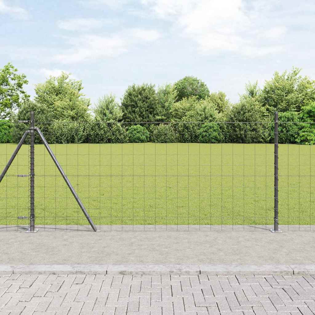 vidaXL Zaun mit Pfosten Grau 0,8 x 25 m Stahl