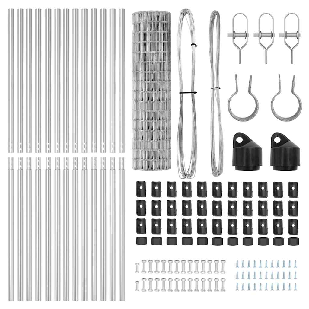 vidaXL Zaun mit Pfosten Silber 1,2 x 25 m Stahl - Image 5