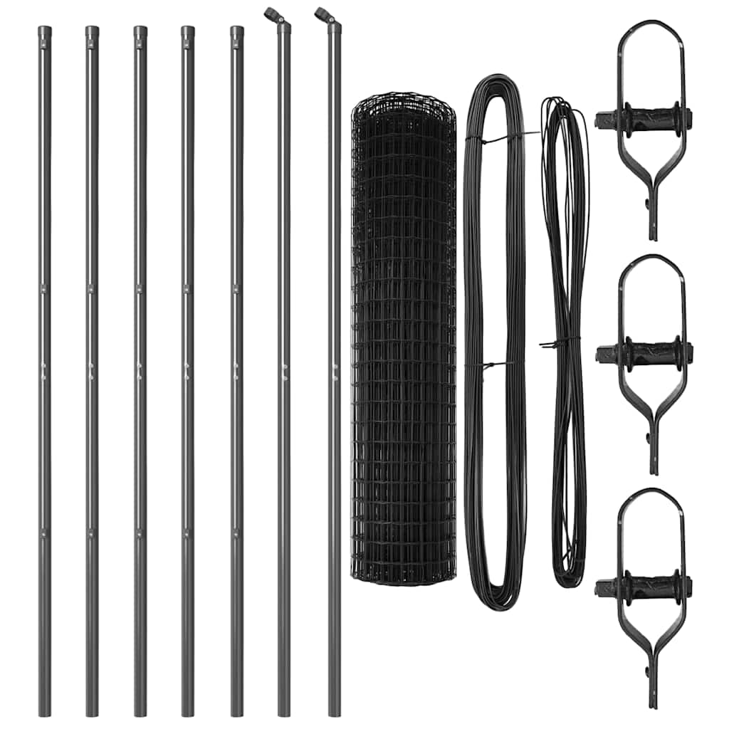 vidaXL Zaun mit Pfosten Grau 1 x 10 m Stahl - Image 5