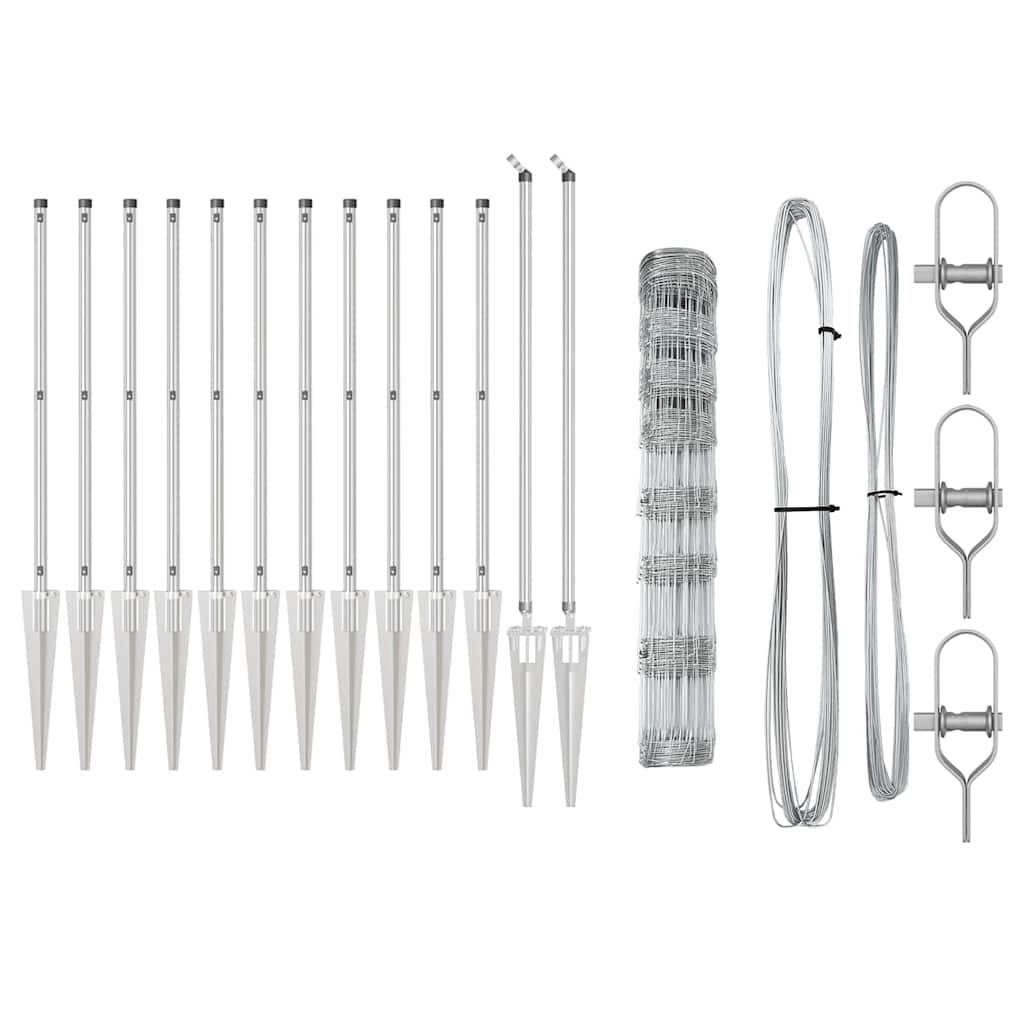 vidaXL Wildzaun Silber 25 x 1 m Verzinkter Stahl - Image 4