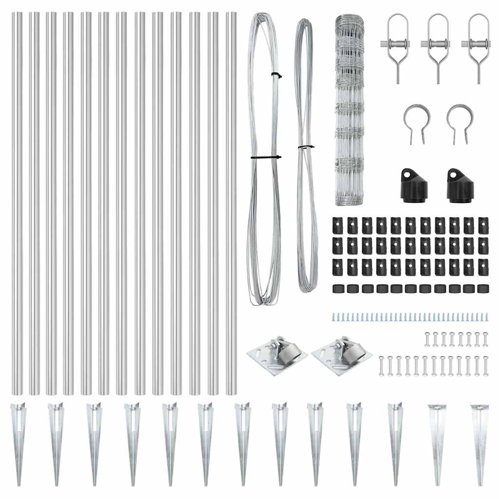 vidaXL Wildzaun Silber 25 x 1 m Verzinkter Stahl - Image 5