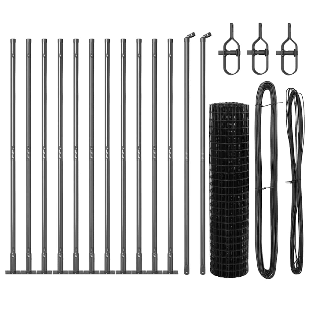 vidaXL Zaun mit Pfosten Grau 1 x 25 m Stahl - Image 4