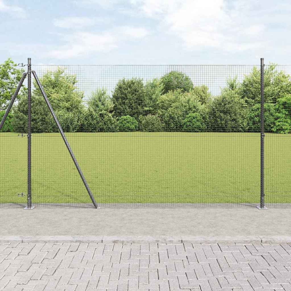 vidaXL Zaun mit Pfosten Grau 1,4 x 10 m Stahl