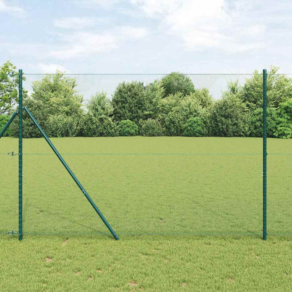 vidaXL Zaun mit Pfosten Grün 1,5 x 10 m PVC-beschichteter Stahl