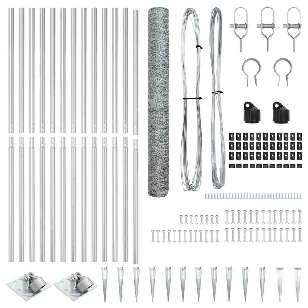 vidaXL Zaun mit Pfosten Silber 1,4 x 25 m PVC-beschichteter Stahl - Image 4