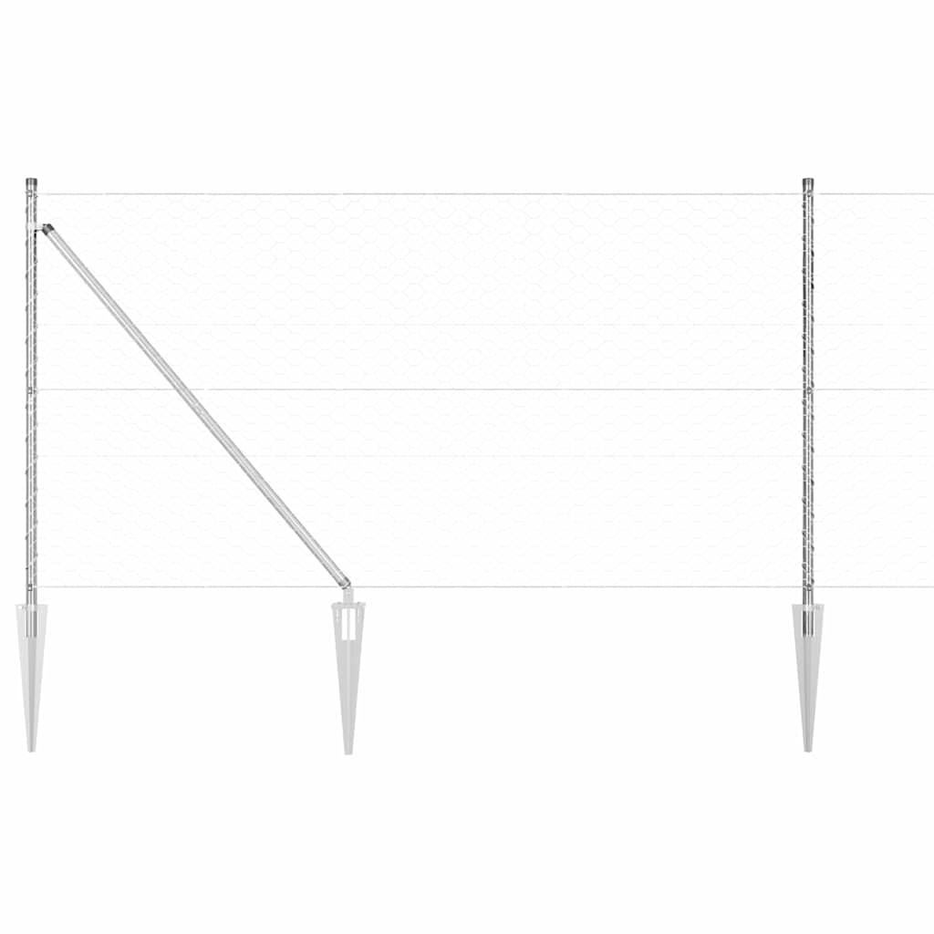 vidaXL Zaun mit Pfosten Silber 1,4 x 25 m PVC-beschichteter Stahl - Image 6