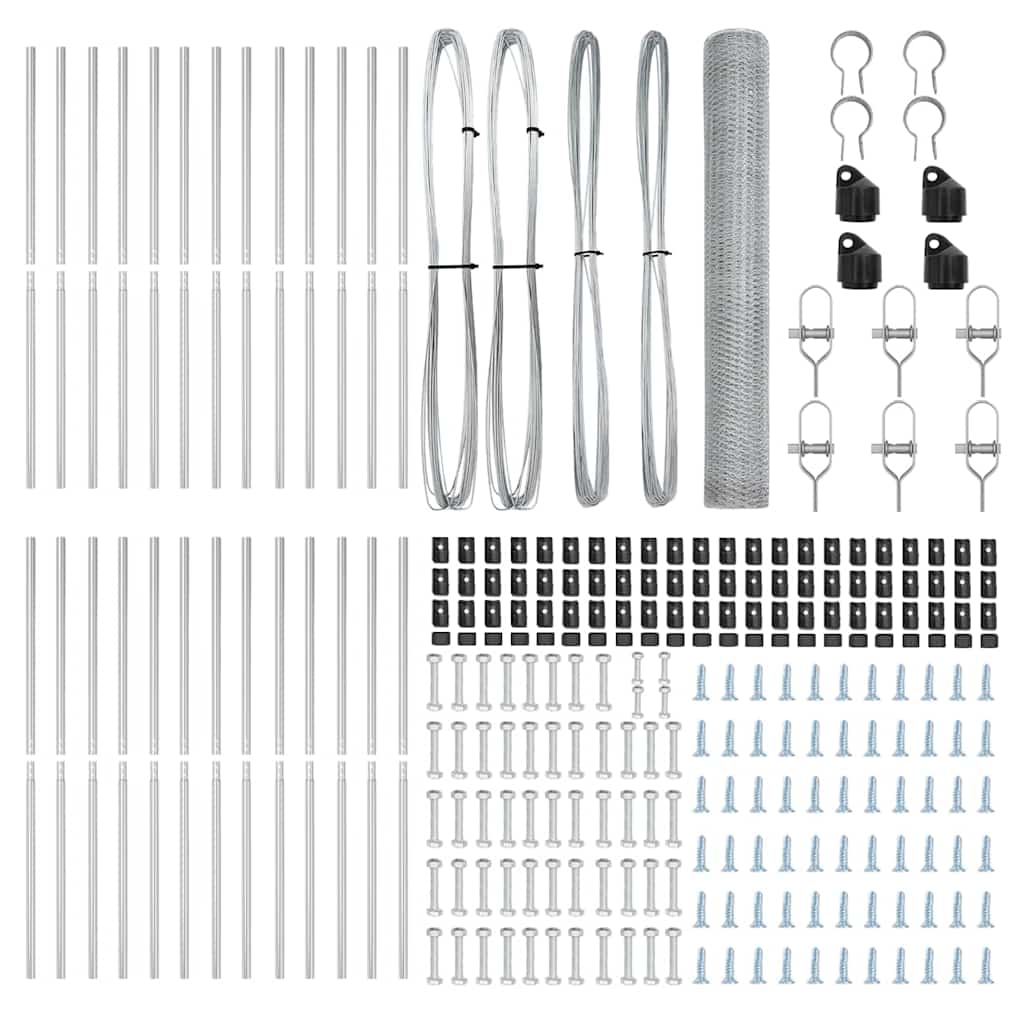 vidaXL Zaun mit Pfosten Silber 1,4 x 50 m PVC-beschichteter Stahl - Image 4