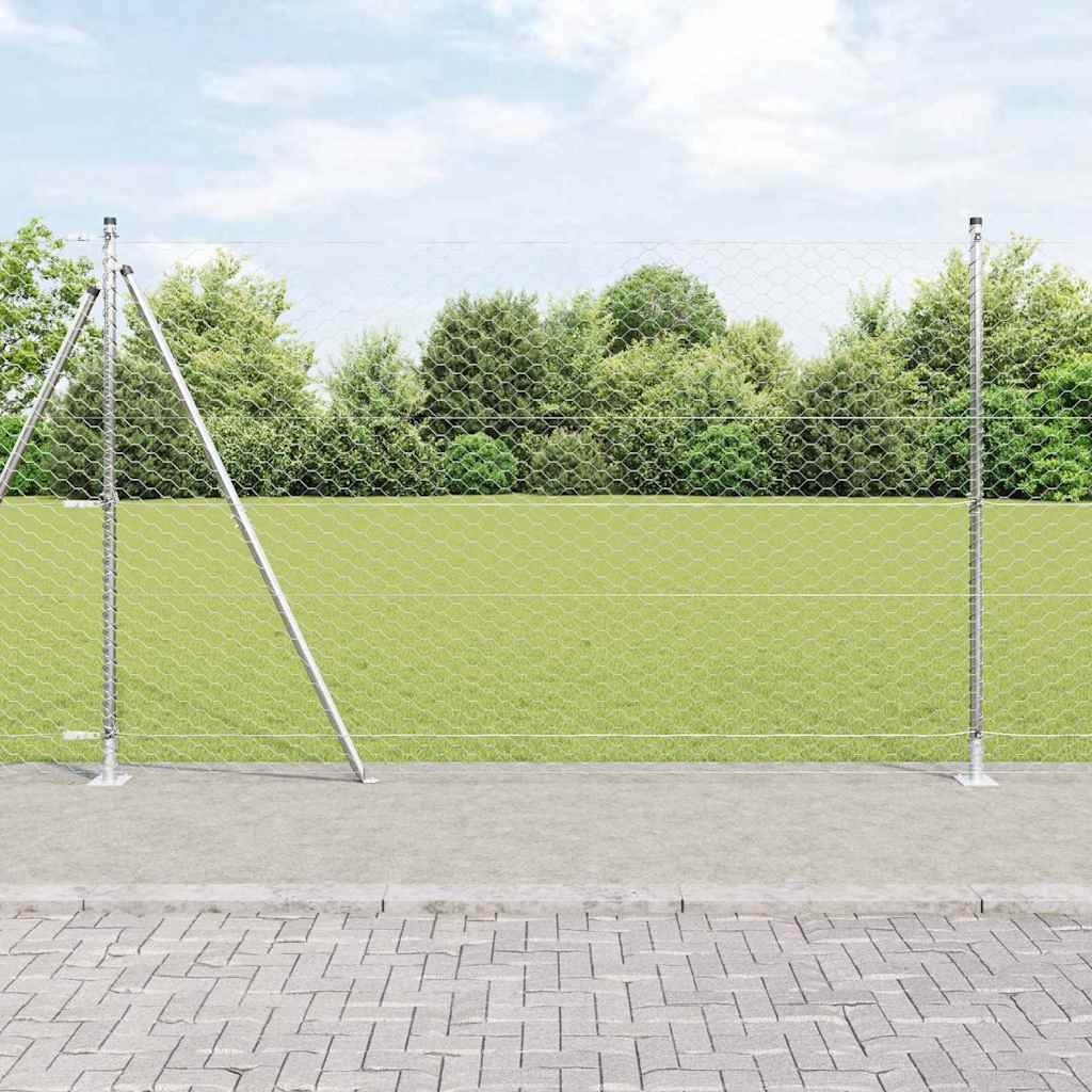 vidaXL Zaun mit Pfosten Silber 1,6 x 50 m PVC-beschichteter Stahl
