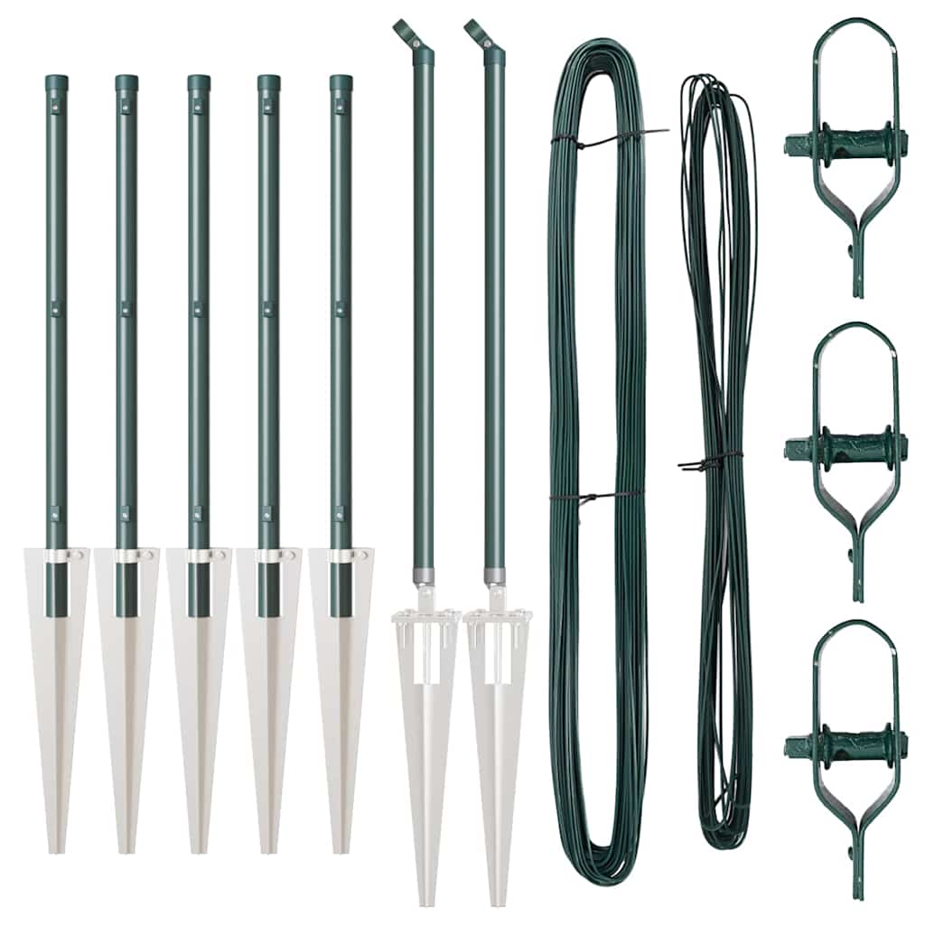 vidaXL Zaunpfosten 7 pcs Grün Ø32mm 120 cm Verzinkter Stahl - Image 3