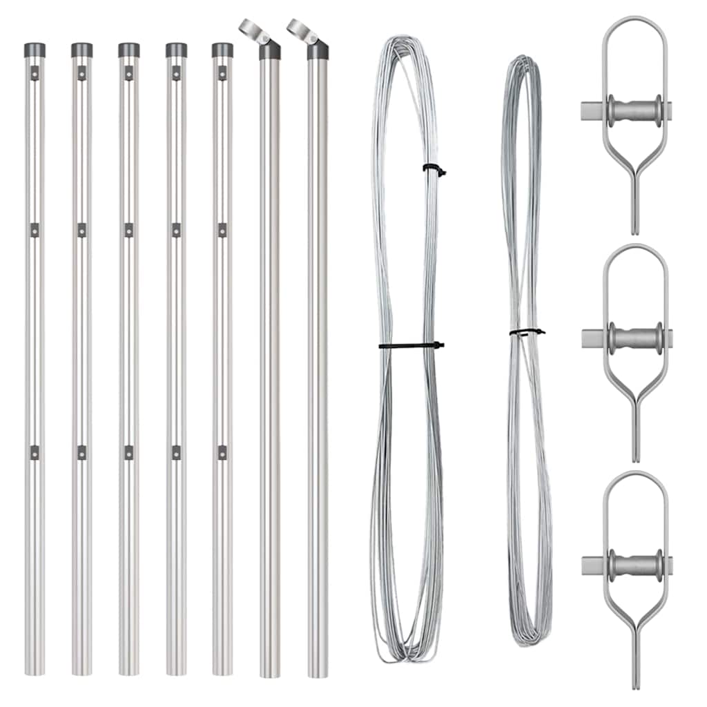 vidaXL Zaunpfosten 7 pcs Silber Ø32mm 100 cm Verzinkter Stahl - Image 3