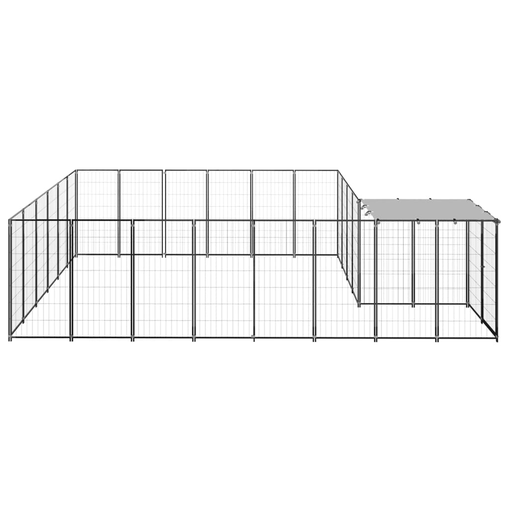vidaXL Hundezwinger Schwarz 12,1 m² Stahl - Image 3