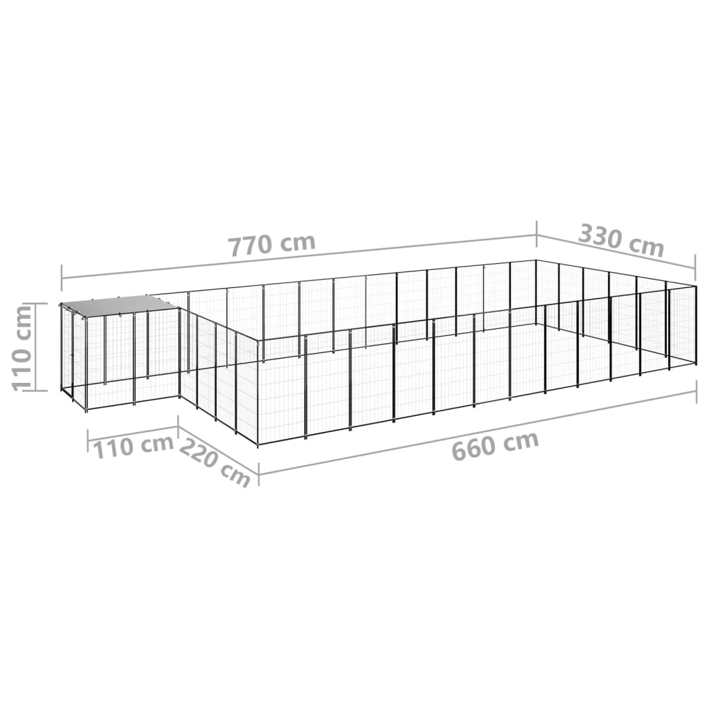 vidaXL Hundezwinger Schwarz 22,99 m² Stahl - Image 6