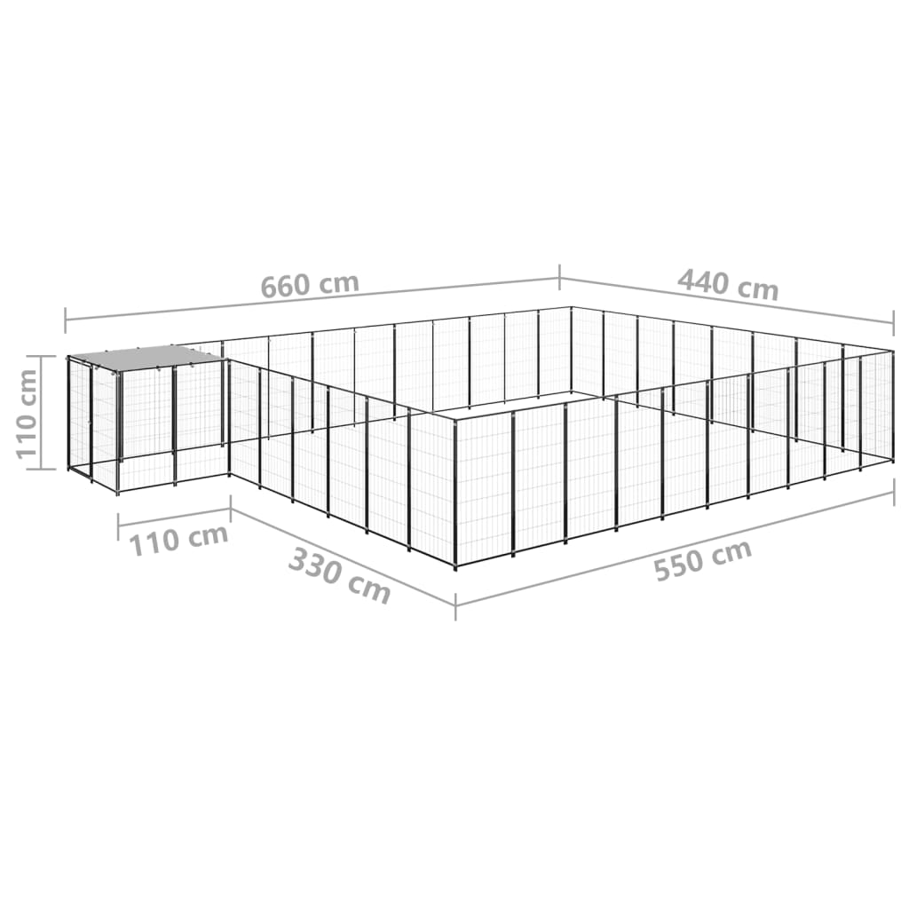 vidaXL Hundezwinger Schwarz 25,41 m² Stahl - Image 6