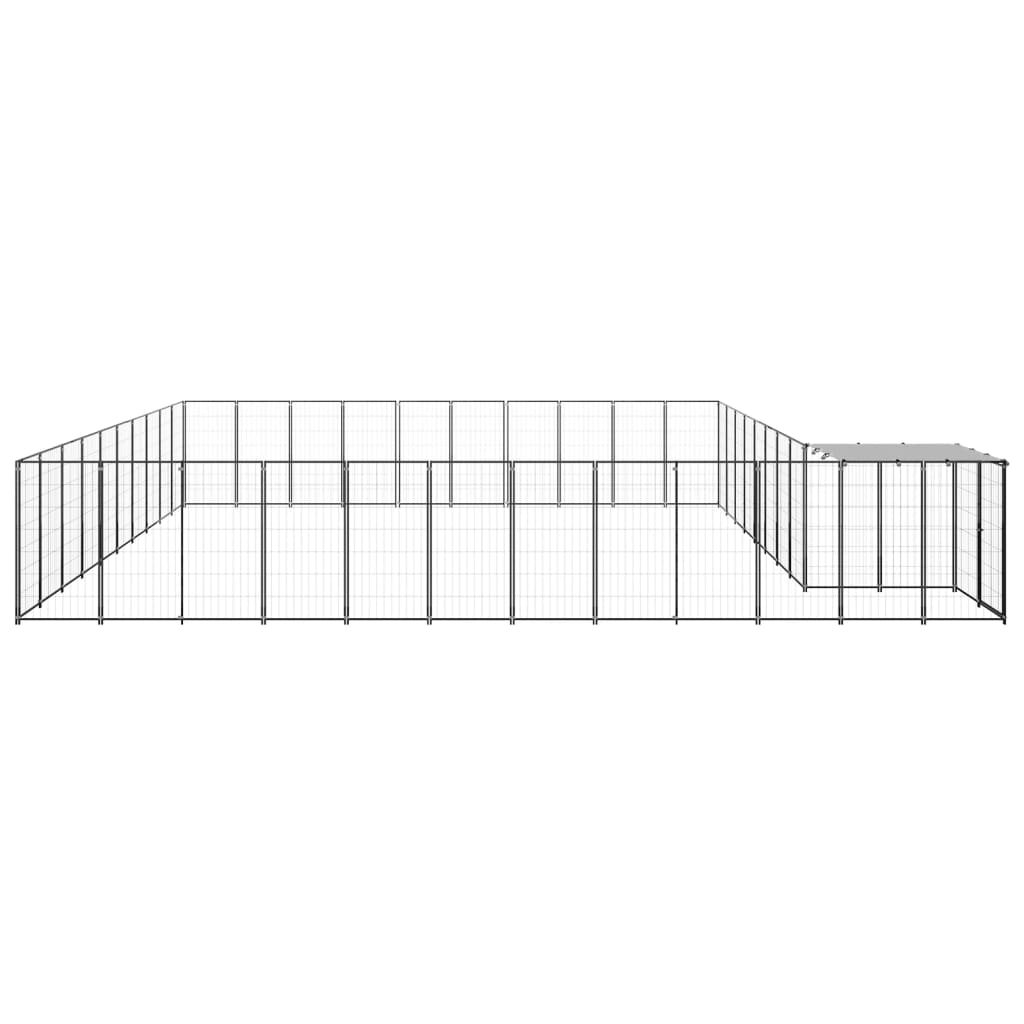 vidaXL Hundezwinger Schwarz 31,46 m² Stahl - Image 3