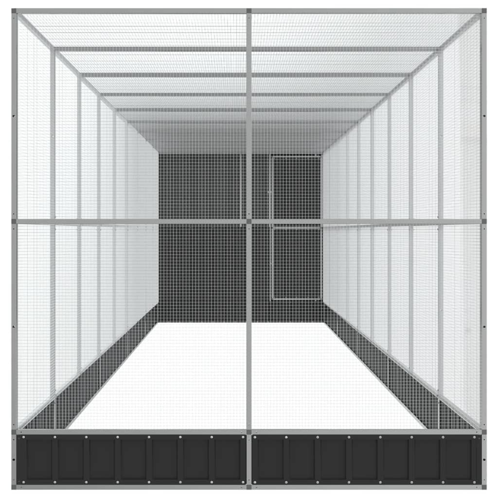 vidaXL Voliere mit Erweiterung Silbern 1037x203x216 cm Stahl - Image 4