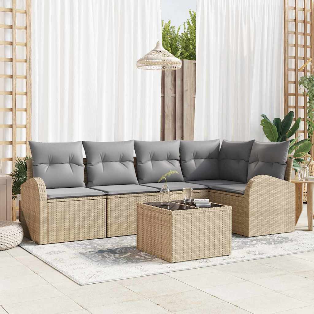 vidaXL Sofa Set mit Kissen 6 pcs Beige Polyester