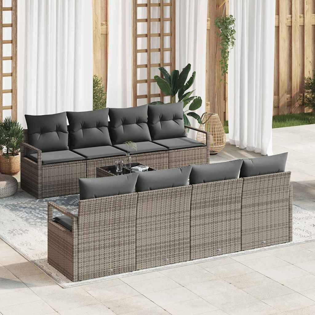 vidaXL Sofa Set 7 pcs Grau Poly-Rattan