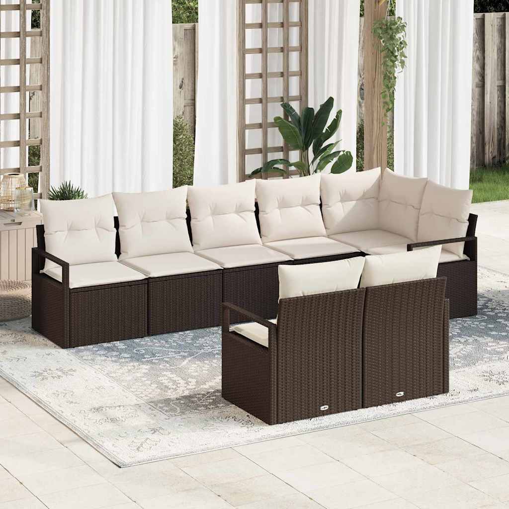 vidaXL Sofa Set 8 pcs Braun Poly-Rattan