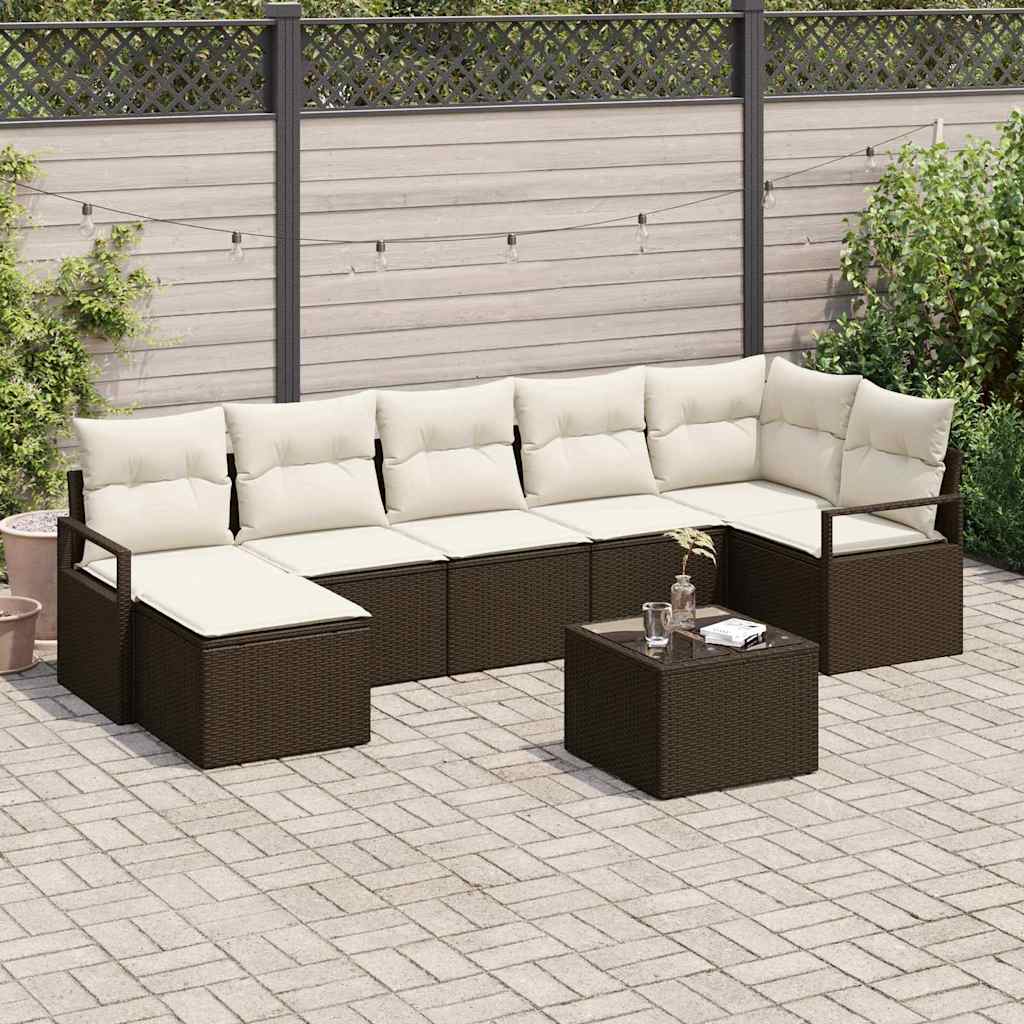 vidaXL Sofa Set 8 pcs Braun Poly-Rattan