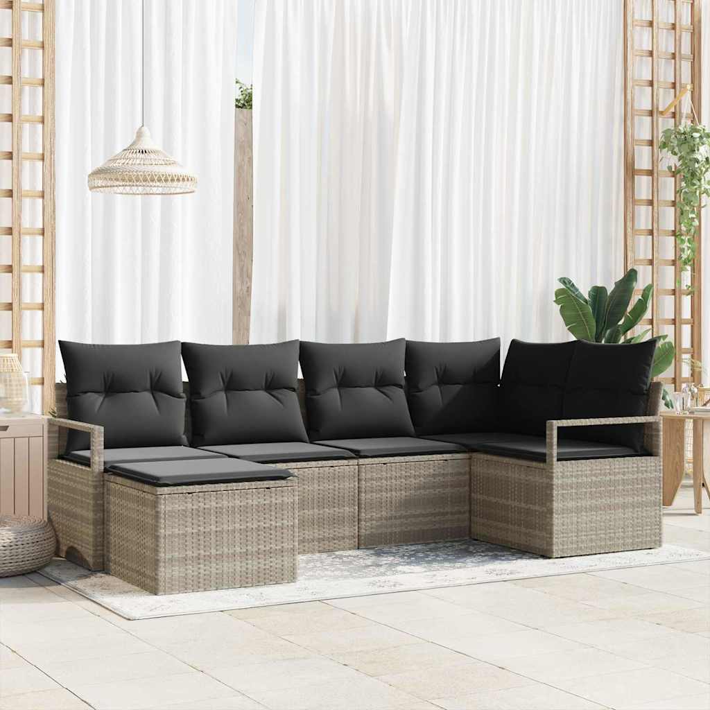 vidaXL Sofa Set 6 pcs Hellgrau Poly-Rattan