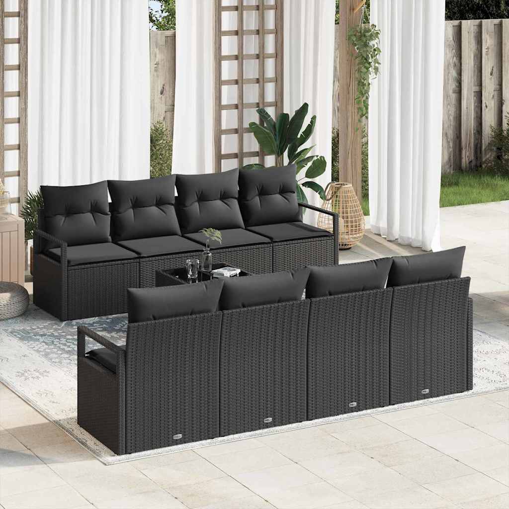 vidaXL Sofa Set 7 pcs Schwarz Poly-Rattan
