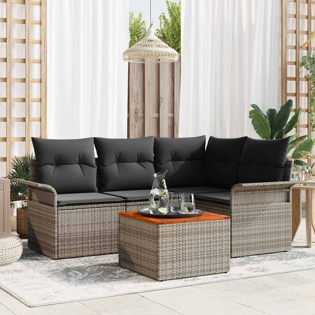 vidaXL Garten-Sofa-Set 5 pcs Grau Poly Rattan