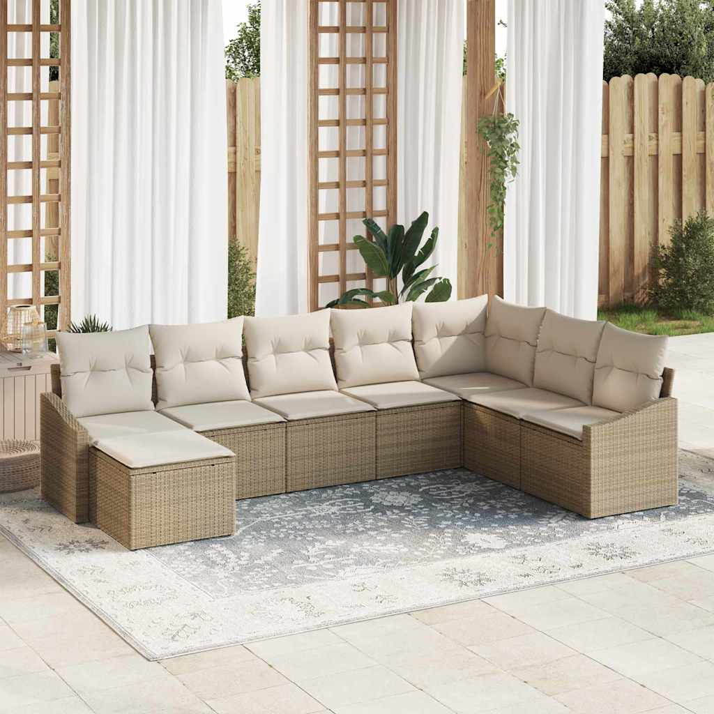 vidaXL Sofa Set mit Kissen 8 pcs Beige Poly Rattan