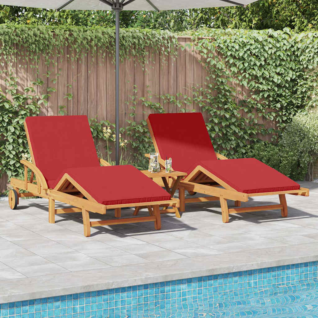 vidaXL Sonnenliege 2-Person 3 pcs Rot 40 x 40 x 40cm Massivholz Akazie