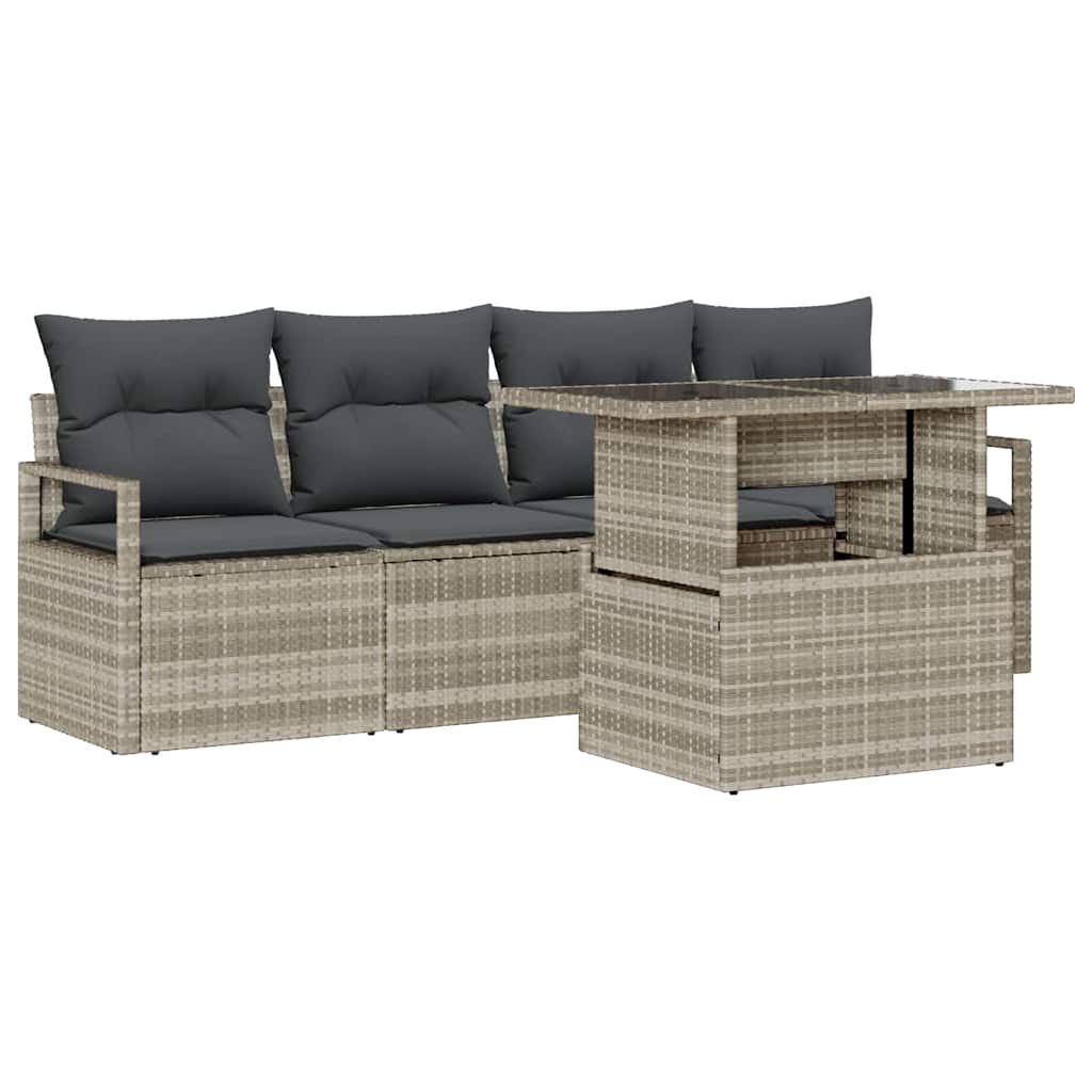 vidaXL Garten-Sofa-Set mit Speicher 5 pcs Hellgrau Poly Rattan - Image 2