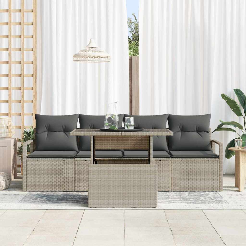 vidaXL Garten-Sofa-Set mit Speicher 5 pcs Hellgrau Poly Rattan - Image 3