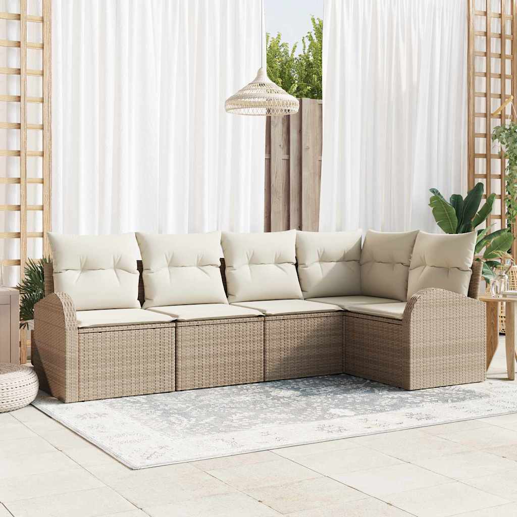 vidaXL Sofa Set mit Kissen 5 pcs Beige Polyester